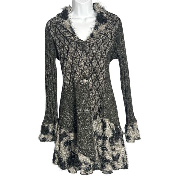 SIONI Art-to-Wear Fuzzy Knit Patchwork Cardigan
Sweater Coat M - Picture 2 of 6